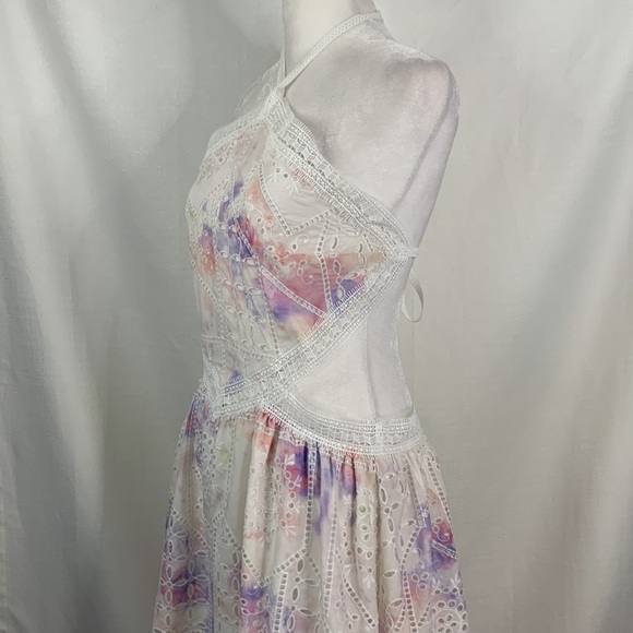 Gianni Bini Embroidered Eyelet Halter Neck Tie Dye Cut-Out Maxi Dress -… - Picture 7 of 14